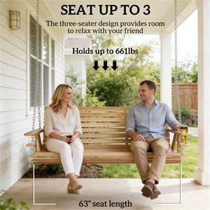 Sedia a Dondolo in Legno Naturale per Esterni, Giardino, Cortile e Veranda - Product Image 2