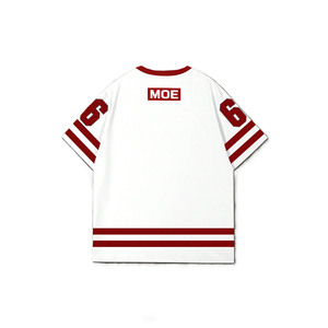 Maillot de football américain personnalisé pour femme, coupe courte, col en V, en maille respirante, rouge et blanc, imprimé sur mesure, style streetwear oversize - Product Image 5