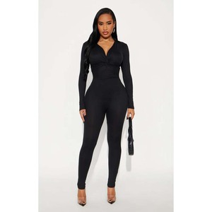 Women's Red High Waist Full Length <b>Jumpsuit</b> Turtleneck <b>Short</b> Sleeve Out Sexy Clubwear Skin Tight Stretchy Spandex Polyester - Product Image 4