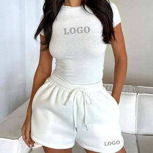 OEM/ODM Women's <b>Sets</b> 100% Cotton Material 2 Piece <b>Set</b> Women Customised Logo Printing Streetwear Style Solid Women's <b>Sets</b> - Product Image 6