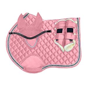 Ensemble de 4 tapis de selle pour cheval personnalisables, équipement d'équitation confortable, doublure en tissu satiné, fournitures équestres durables, rose - Product Image 1