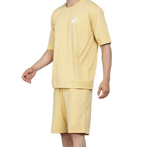 New <b>Design</b> with Custom Logo Drawstrings Style Solid Pattern High Quality Loose Fit <b>Men</b> <b>T</b> <b>Shirts</b> & <b>Shorts</b> <b>Sets</b> - Product Image 2