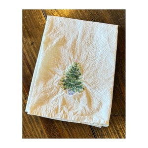 Cute Christmas <b>Tree</b> <b>Light</b> Decorated Embroidered Design Eco Friendly Biodegradable Best Quality At Low Price Custom Dish Towels - Product Image 1