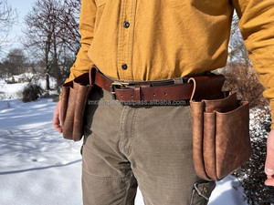 Ceinture en nylon durable en cuir véritable fabriquée à la main 6x pochettes extérieures à fort grossissement grands accessoires de chasse robustes - Product Image 2