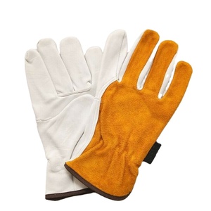 Golden Color Cowhide <b>Split</b> Leather Working Gloves Custom Made High Quality Work Gloves for Labor and Hard Workers on Wholesale - Product Image 1