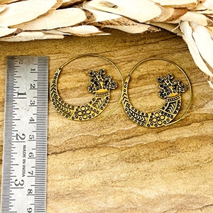 Pendientes de Aro Étnicos con Diseño Único de Pavo Real Tribal, Joyería Boho de Latón para Mujer, Acabado de Latón Antiguo, Accesorios al por Mayor/OEM/ODM - Product Image 3