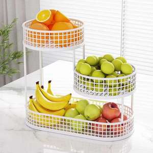 Modern 3 Tier Metal Fruit <b>Basket</b> Countertop Fruit Bowl <b>Storage</b> Rack Kitchen <b>Vegetable</b> Snack Organizer Stand Desktop <b>Basket</b> - Product Image 2