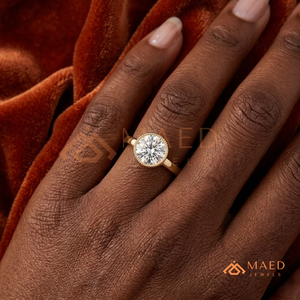 Anillo de compromiso de oro con moissanita de corte redondo para mujer, joyería nupcial minimalista, regalo - Product Image 4