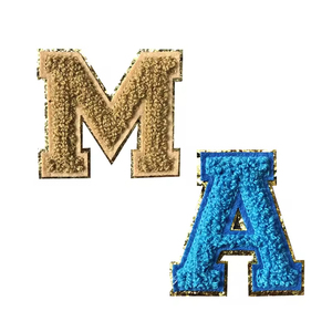 Patchs brodés en chenille thermocollants pour vêtements, avec logo 3D en sergé et grandes lettres, pour la vente en gros - Product Image 6