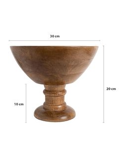Vintage Wooden Bowl with Stand Natural Serving Bowl for Salad Fruits Popcorn Pasta - Product Image 2