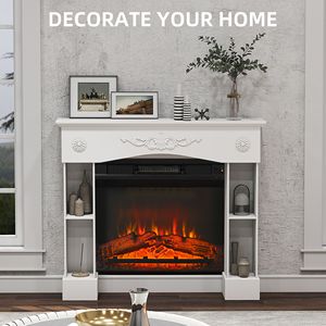 Caminetto Barocco Bianco Autoportante 115 cm L x 100 cm H con Gambe per Caminetti Elettrici - Product Image 4
