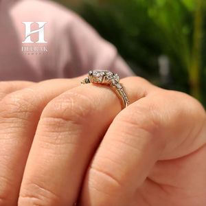 Juego de Anillos de Boda de Lujo con Corte Marquesa, 2 Piezas, Banda de Corona Entrelazada, Oro Amarillo de 10K y 14K, Joyería Personalizada - Product Image 6