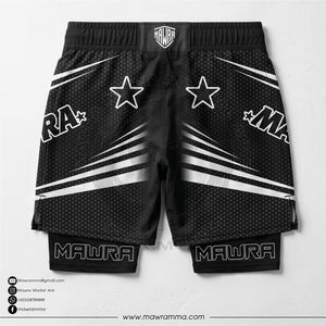 Premium Mens MMA Fight Shorts 2-in-1 Quick Dry Stretch Lightweight Breathable Sports Shorts Inner Compression Liner Elastic - Product Image 4
