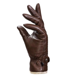 Gants de conduite pour homme en cuir de cerf véritable, unis, à doigts complets, compatibles écran tactile, non doublés, pour l'hiver, la voiture et la moto - Product Image 6