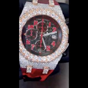 Reloj de Lujo Personalizado con Moissanita |   Esqueleto con Incrustaciones de Diamantes VVS |   Pasa el probador de diamantes al por mayor - Product Image 4