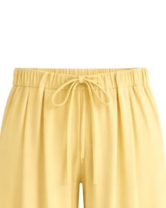 <b>Light</b> Yellow Wide Leg Pants Women High Waist Drawstring Loose Fit Casual Straight Trousers Soft Comfortable <b>Lounge</b> Wear Fashion - Product Image 5