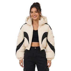Chaqueta Acolchada Térmica de Poliéster para Mujer, con Cremallera Completa, Mangas con Puños, Capucha, Estilo Parka, para Invierno - Product Image 4