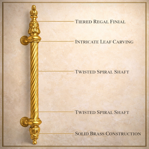 Poignée de porte en laiton massif HI SAFE 36 pouces |   Poignée d'entrée robuste en laiton antique moderne pour porte principale, quincaillerie extérieure - Product Image 2