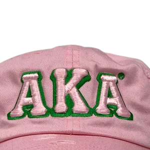 หมวกแก๊ปสีชมพู AKA Pink Hat แบบดิสเทรส พร้อมตัวอักษรปักสีเขียว ปรับขนาดได้ ผลิตจากผ้าฝ้าย เหมาะสำหรับใส่ลำลองหรือเล่นกีฬากลางแจ้งสำหรับผู้หญิง - Product Image 5