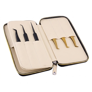 Estuche de Almacenamiento Profesional para Pinzas de Pestañas, Organizador Portátil con Cierre y Ranuras Elásticas para Herramientas de Extensión de Pestañas - Product Image 1