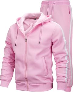 Conjunto Deportivo Informal para Hombre con Capucha Negra y Rayas Doradas, Cierre Completo, Color Sólido, Material de Poliéster y Algodón - Product Image 3