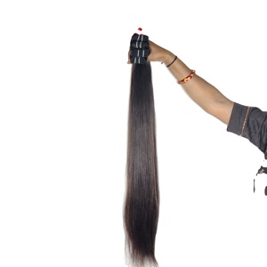 Machine naturelle double trame droite vierge aucun traitement chimique tissage faisceaux couleur noire extensions de cheveux humains indiens - Product Image 4