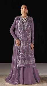 Salwar Kameez semi-cousu en mousseline avec broderies – Style moderne pour mariage, Diwali, soirée et bal de promo - Product Image 2