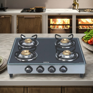 Table de cuisson à gaz à 4 brûleurs Kimatsu avec dessus en verre élégant Installation facile de la table pour la maison et l'hôtel Cuisinière à gaz pour le plaisir de cuisiner - Product Image 1