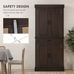 "Modern Solid Wood MDF 4-Door 2-Cabinet <b>Kitchen</b> <b>Pantry</b> with Large Drawers for Efficient Storage" - Product Image 5