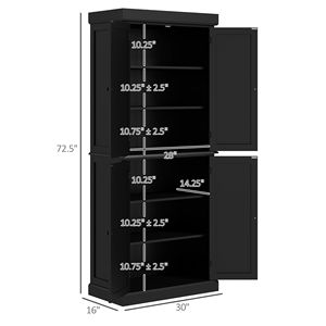 Moderno Armario de Almacenamiento Independiente de 6 Niveles, Color Negro Elegante, con Estantes Ajustables para la Organización de la Cocina - Product Image 3