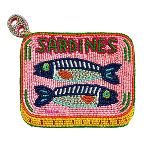 Monedero pequeño de alta calidad Primum, nuevo, hecho a mano, elegante, con cuentas, diseño de sardinas multicolor, bordado a mano. - Product Image 3