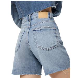 Últimos Shorts de Mezclilla para Mujer, Elegantes, de Cintura Alta, Lavado Claro, con Dobladillo Deshilachado, Casuales de Verano, Venta al Por Mayor Personalizada - Product Image 4