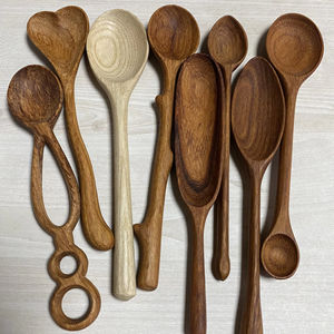 Ensemble d'ustensiles en bois faits à la main cuillère fourchette/Acacia cuisson cuillère en bois fourchette couteau ensemble fête dîner cadeau de mariage en stock - Product Image 1