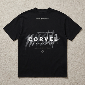 Abstract Brush Graphic <b>men's</b> <b>shirts</b> Custom <b>Men</b>’s Black Casual Tee Bold Center Branding Relaxed Fit OEM Graphic Typography Tshirt - Product Image 3