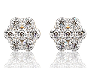 Envío Local desde Almacén en EE. UU., Pendientes de Flor con Cierre de Rosca, Chapados en Oro S925, con Moissanita que Pasa la Prueba del Diamante - Product Image 2