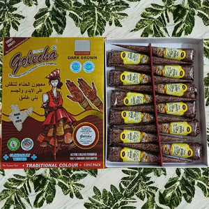Pâte de henné brun foncé en cône pour l'art corporel et les tatouages temporaires, lot de 12 pièces de 25 g chacune, matériau végétal naturel - Product Image 5