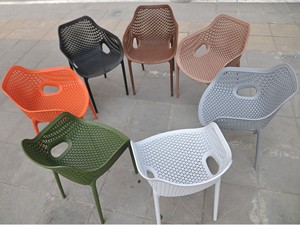 Silla de Comedor Moderna TM06 de Aluminio Verde Botánico con Asiento de Malla |   Silla Apilable para Jardín, Cafetería, Patio, Hotel - Product Image 2