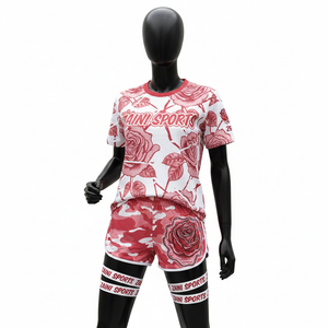 Ensemble t-shirt et short pour femme, tissu polyester et élasthanne haute élasticité, 200 GSM, vêtements de sport légers, logo personnalisé, ensembles pour femmes - Product Image 6