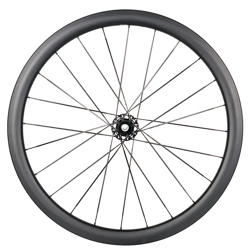 Roda sepeda jalan serat karbon, set roda sepeda 700c karbon jeruji rem cakram keramik jalan dan kerikil kedalaman 40mm