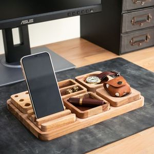 Wooden <b>Rustic</b> <b>Desk</b> Organizer Stationery Holder Office Storage Box Pen Rack Desktop Workspace Classic - Product Image 5