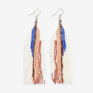 Boucles d'oreilles classiques pour femmes, faites à la main, en coton léger, ornées de perles, bijoux ethniques en forme de papillon, perles de rocaille, accessoires de mode en cristal - Product Image 1