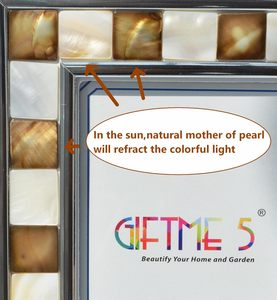 Cadre photo argenté marron 4x6 avec mosaïque nacre, cadre photo 4x6 en verre mosaïque - Product Image 2