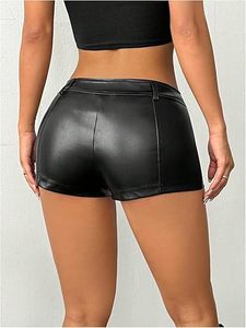 Women's Faux <b>Leather</b> Cargo Shorts Custom Made PU <b>Leather</b> Utility Shorts Wholesale Fashion Garment Supplier - Product Image 2