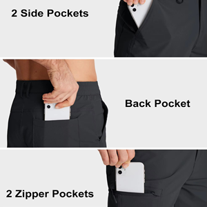 Pantalones Cortos de Senderismo para Hombre de Primera Calidad, Tejido Elástico y Transpirable, MOQ Bajo, Proveedor Mayorista, Pantalones Cortos Negros para Hombre - Product Image 4
