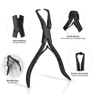 <b>Silicone</b> Micro Ring Hair Extension <b>Tools</b> Pulling Needle Plier Supplies with Custom logo Hair Extension Pliers - Product Image 2