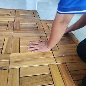 กระเบื้องปูพื้นไม้อะคาเซียแบบทำมือขนาด300x300มม. เทคนิคเรียบ12แผ่นสำหรับระเบียงกลางแจ้งและพื้นปาร์เก้ - Product Image 2