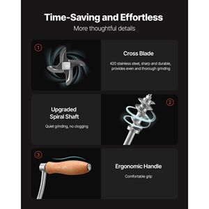 Tritacarne Manuale in Acciaio Inox 304 Multifunzionale con Manovella per Salsicce e Macinacaffè - Product Image 5