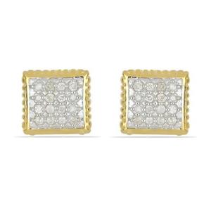 Pendientes Finos de Oro Amarillo de 18K con Diamantes Cultivados en Laboratorio, Diseño Cuadrado con Borde de Cuerda, Certificados por IGI, Regalo para Aniversario o Fiesta - Product Image 3