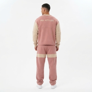 Conjunto de Sudadera y Pantalones con Bloques de Color para Hombre, Ropa Casual de Calle, Conjunto a Juego de Dos Tonos, Chándal con Logotipo Personalizado - Product Image 2