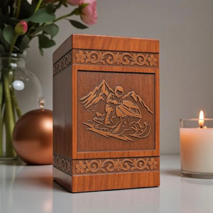 Snowmobile Engraved Wood Cremation Urn | Personalized Memorial Box Memorial Keepsake by AYAANS - Product Image 5